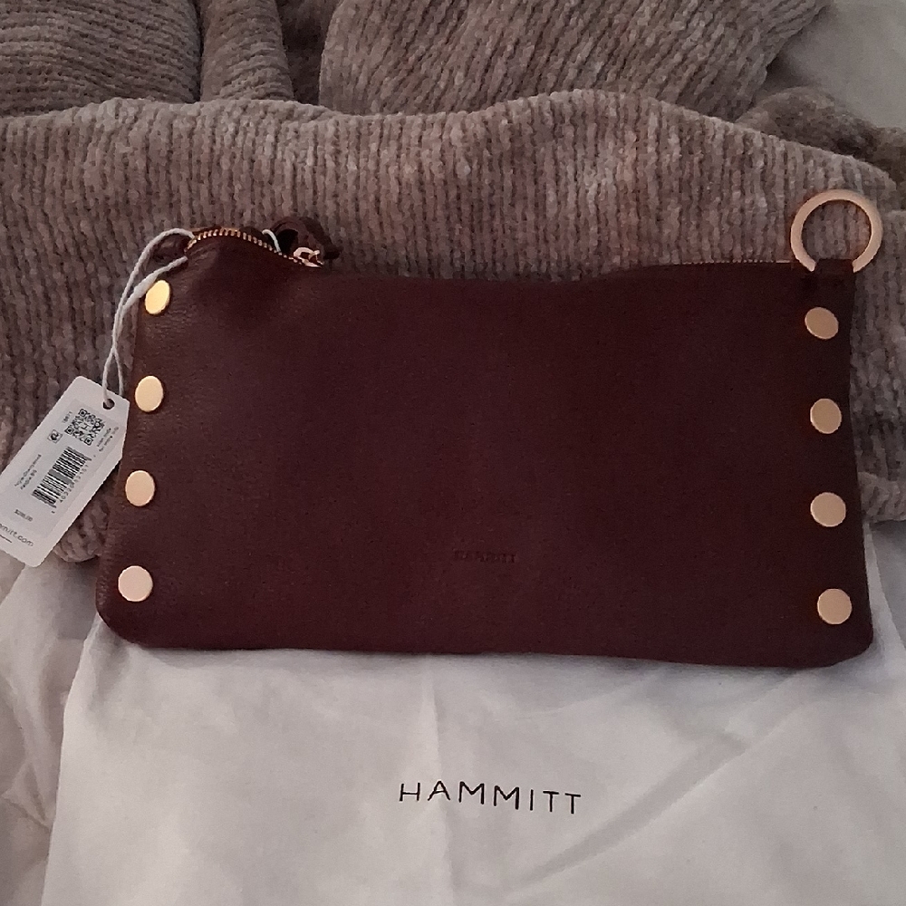 Hammitt Maroon Pouch with Gold Details
